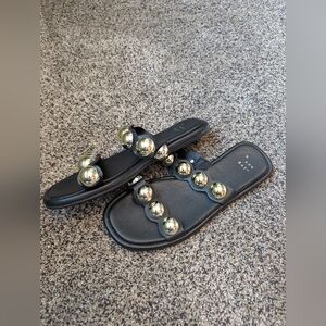 a new day Black Sandals with Metallic Spheres